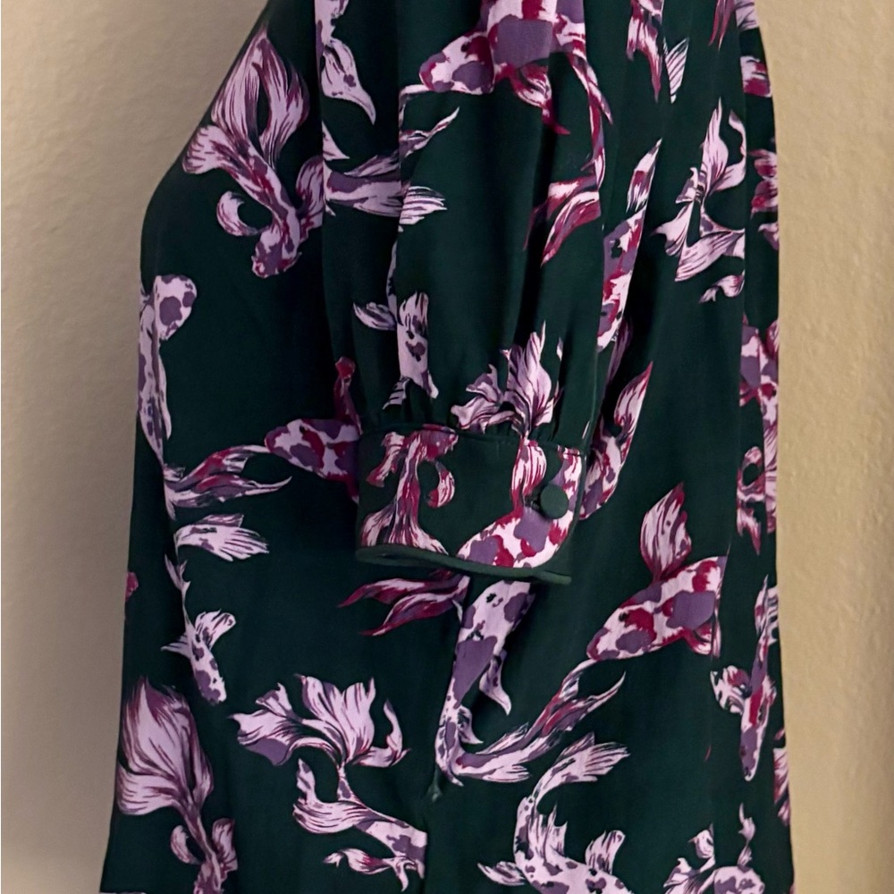 Modcloth Button Down Blouse Collar Sz Medium Koi … - image 3